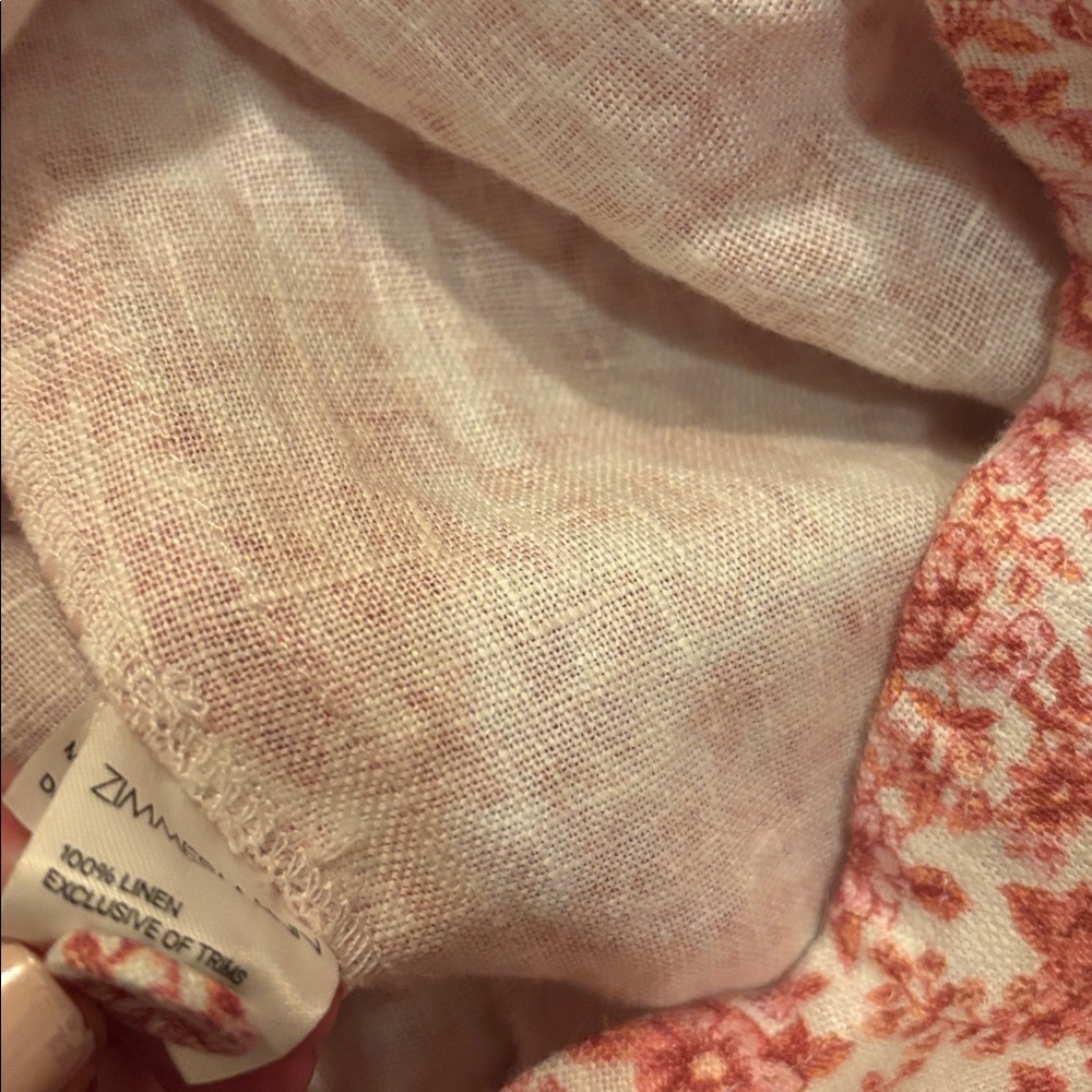 NWOT Zimmermann Pink Floral Tie-Neck Blouse - Picture 12 of 12
